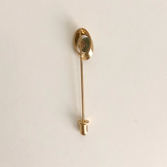 Vintage Green Jade & Gold Toned Scarf Hat Pin - Picture 2 of 2